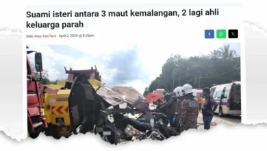 Nahas ragut nyawa 3 sekeluarga: Pemandu treler ditahan positif dadah