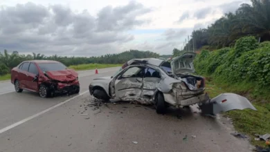Two women were killed in a crash involving two cars at KM71 on the Mersing Road heading towards this district, this afternoon, the Fire and Rescue Department said. COURTESY PIC