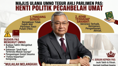 Majlis Ulama UMNO Tegur Ahli Parlimen Pas, Seru Henti Politik Pecahbelahkan Umat