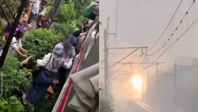 Beribu-ribu penumpang jalan kaki, landasan disambar petir