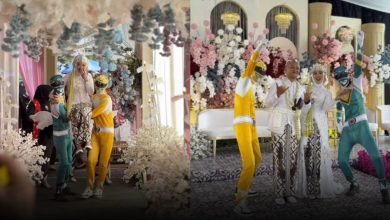 Pengantin perempuan diarak ‘Power Rangers’ naik pelamin