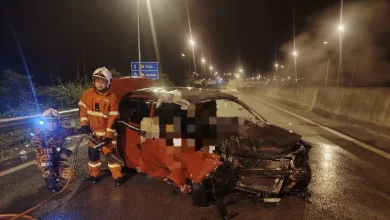 Wanita rentung terperangkap dalam kereta terbakar di Sarawak
