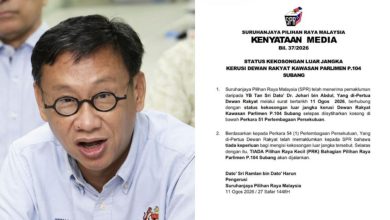 No by-election for Subang after Wong Chen's resignation - EC
