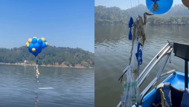 Pemandu bot jumpa belon penuh wang di tasik