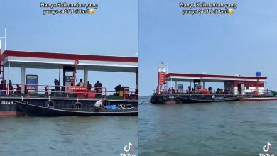 Eh, tengah laut ada stesen minyak