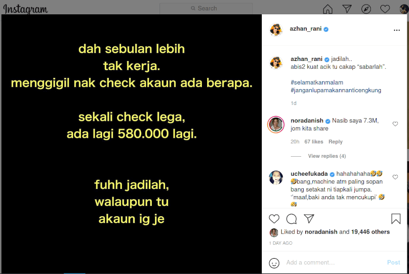 Azhan Rani Lega Dalam Akaun Masih Ada Lebih Setengah Juta 