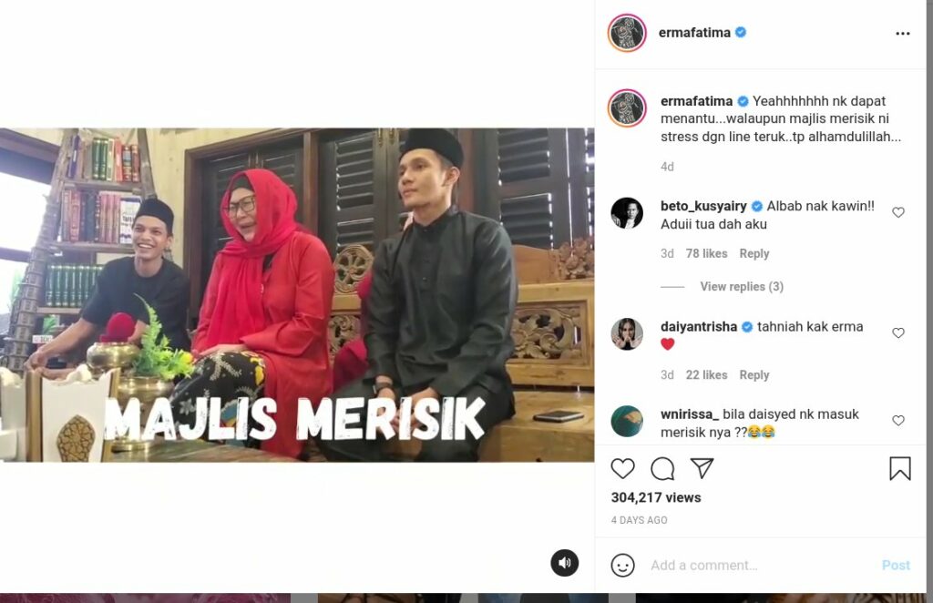 ERMA FATIMA : LANGGAR ADAB, MERISIK ONLINE [VIDEO]