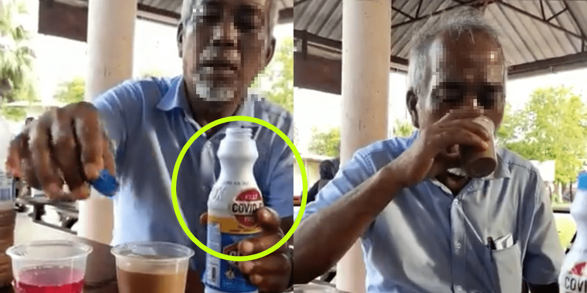 [VIDEO] Biar Betul?! Minum Teh Campur Clorox, Pak Cik Ini ‘Dakwa’ Mampu Bunuh COVID-19 Dalam Badan