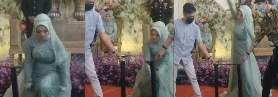 [VIDEO] Gempak! Mak Mertua Peratikan Pengantin Perempuan Tunjuk Kehebatan Patahkan Besi Semasa Bersanding