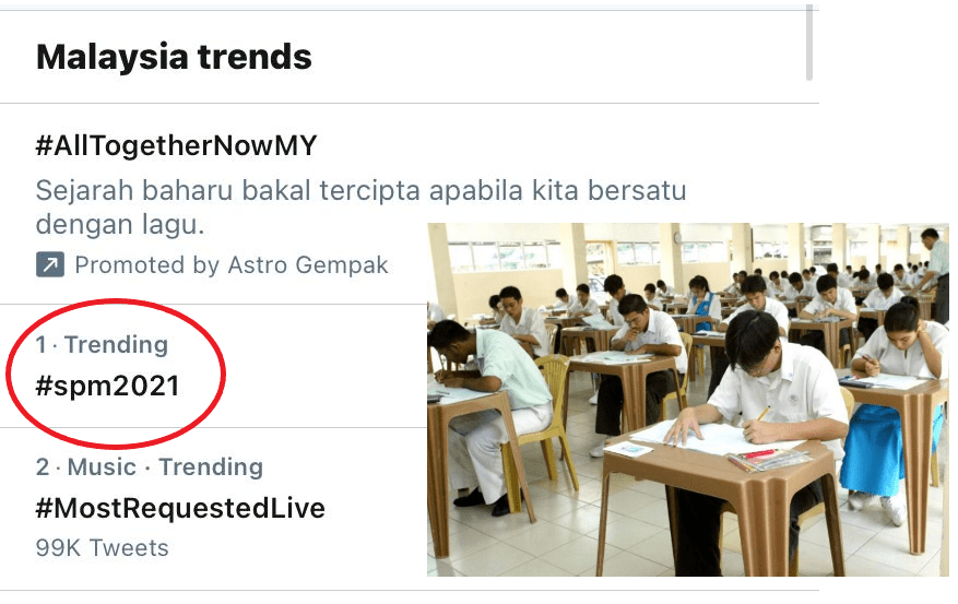 #SPM2021: Tanda pagar SPM2021 ‘trending’ di Twitter