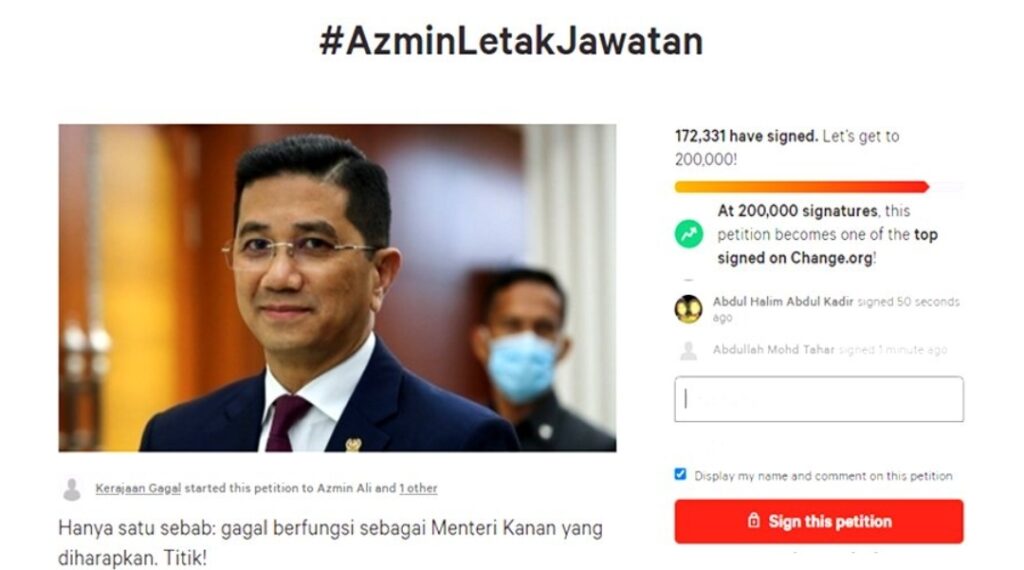 Petisyen desak Azmin letak jawatan raih lebih 170,000 tandatangan
