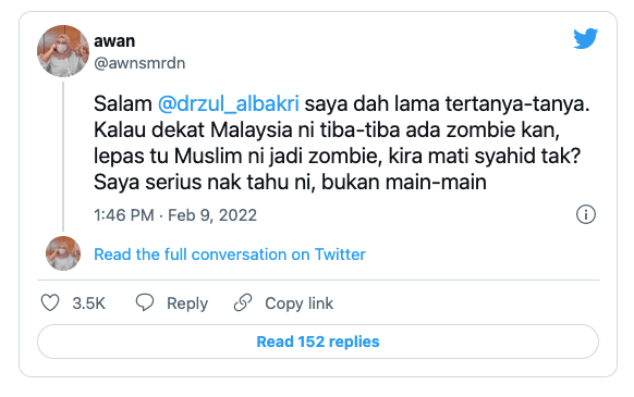 Respon Dr Zulkifli Bila Gadis Bagi Soalan Luar Kotak Apa Hukum Jika Seorang Muslim Mati Digigit Zombie Mykmu Net