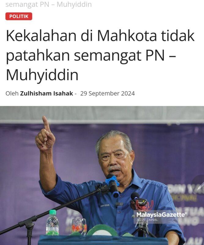 Muhyiddin harus undur segera demi selamatkan Perikatan Nasional