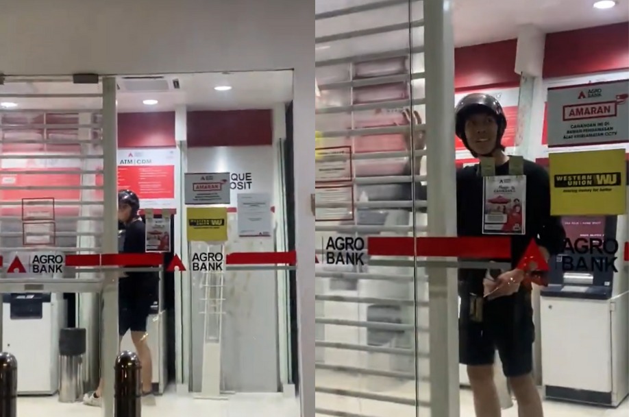 [VIDEO] Terperangkap dalam bank lepas keluar duit