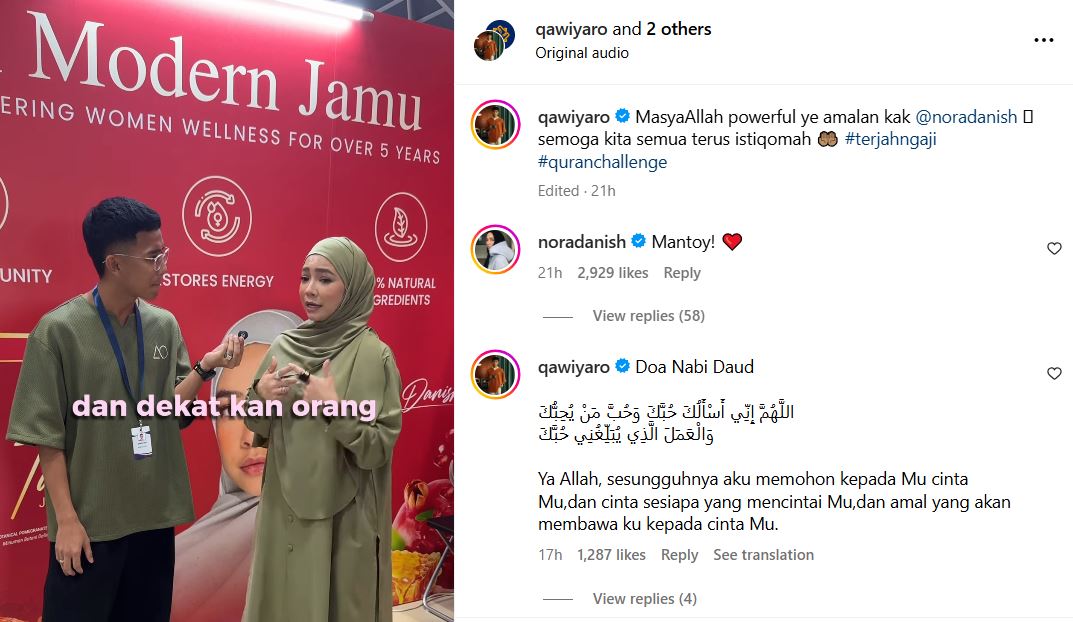 Netizen Kagum Lihat Nora Danish Diterjah Hafalan Al-Quran