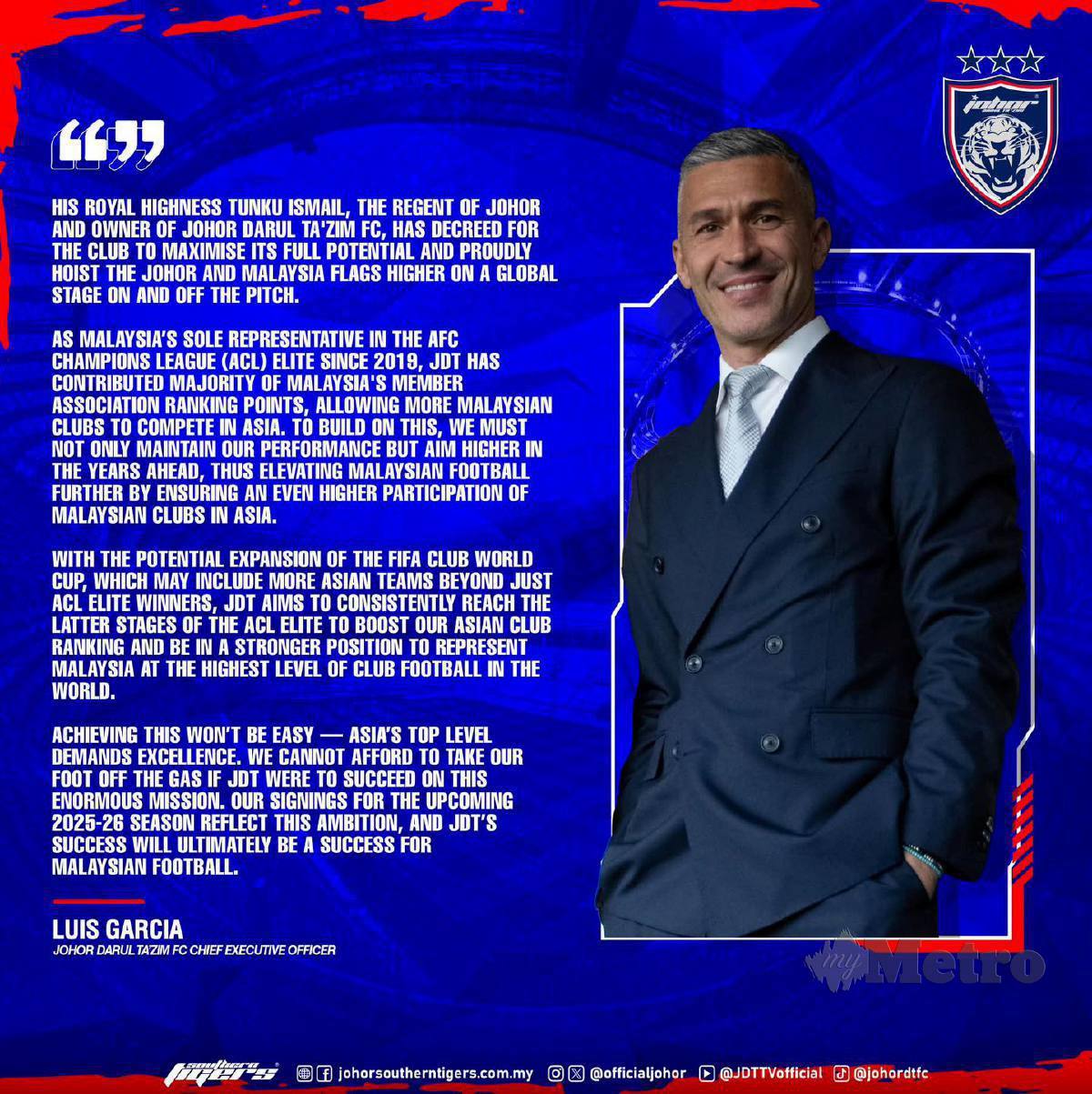 JDT sasar pentas Piala Dunia Kelab FIFA - Luis Garcia