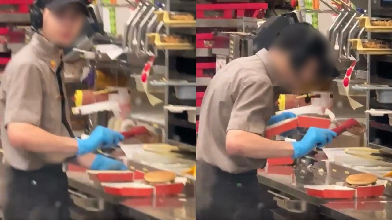 Marahkan pelanggan, pekerja ludah dalam burger