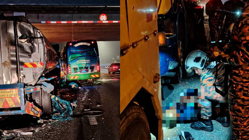 Dua maut, 16 cedera nahas bas persiaran dengan dua lori