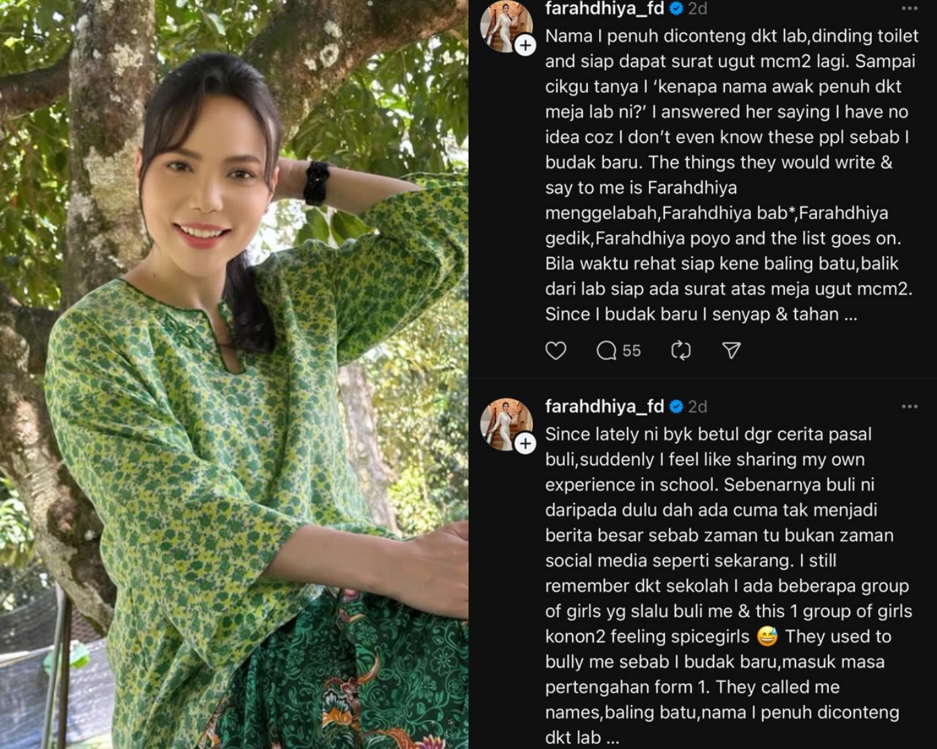 Farahdhiya Pernah Jadi Mangsa Buli