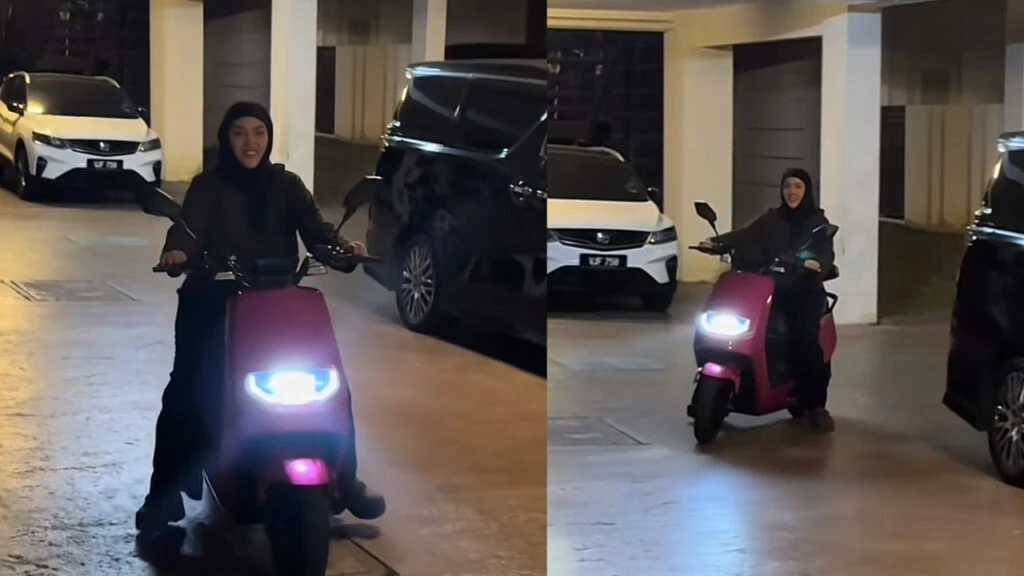 Aksi Shila Amzah Menunggang Motorsikal Elektrik [VIDEO]