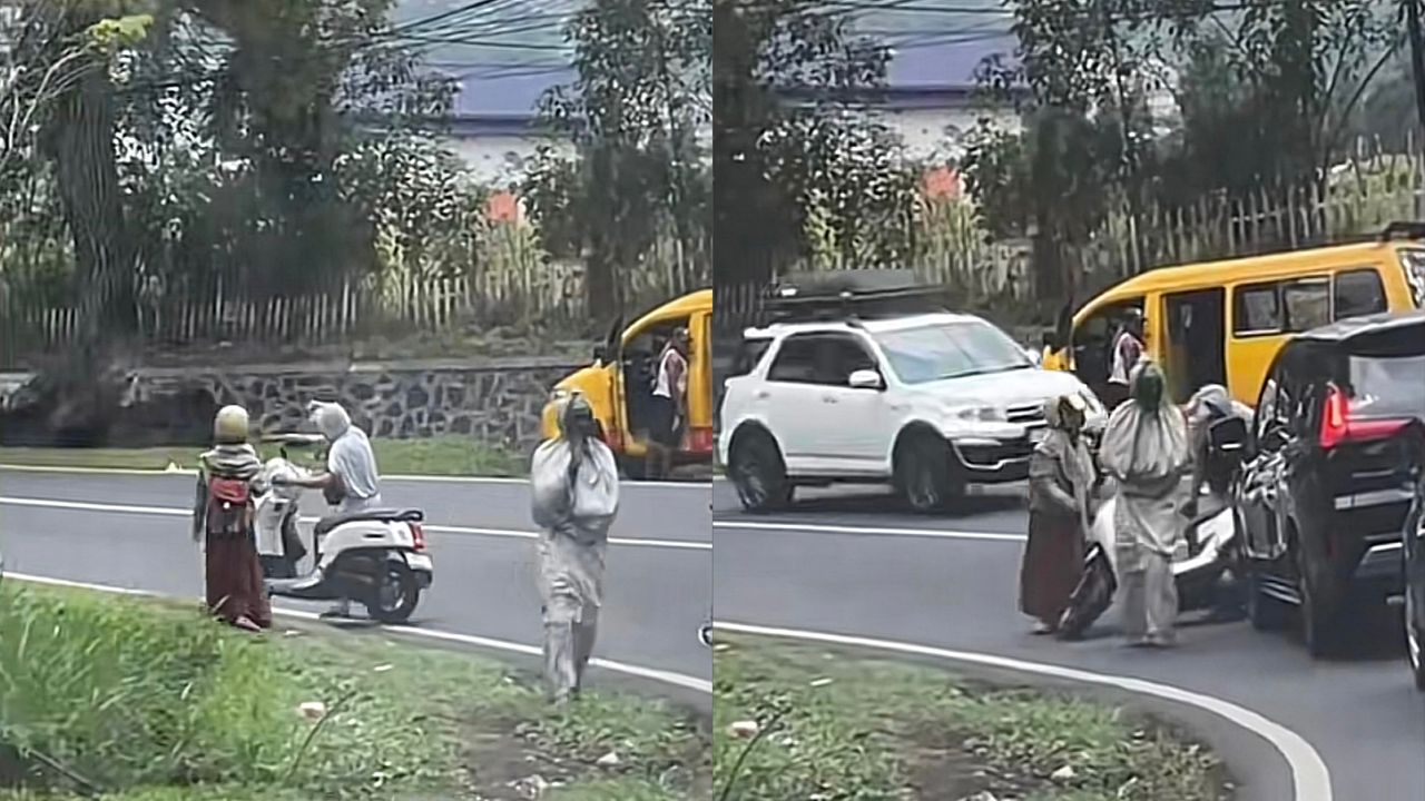 Pocong baik hati, tolong wanita jatuh motosikal