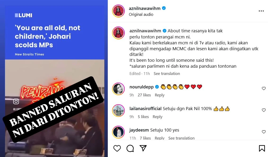 Aznil Tempelak Siaran Langsung Parlimen?