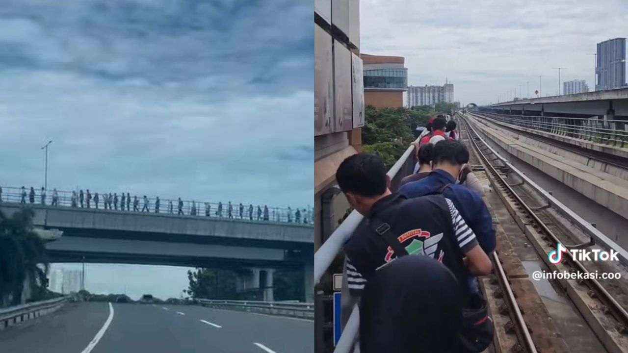 Ratusan penumpang LRT jalan kaki di landasan