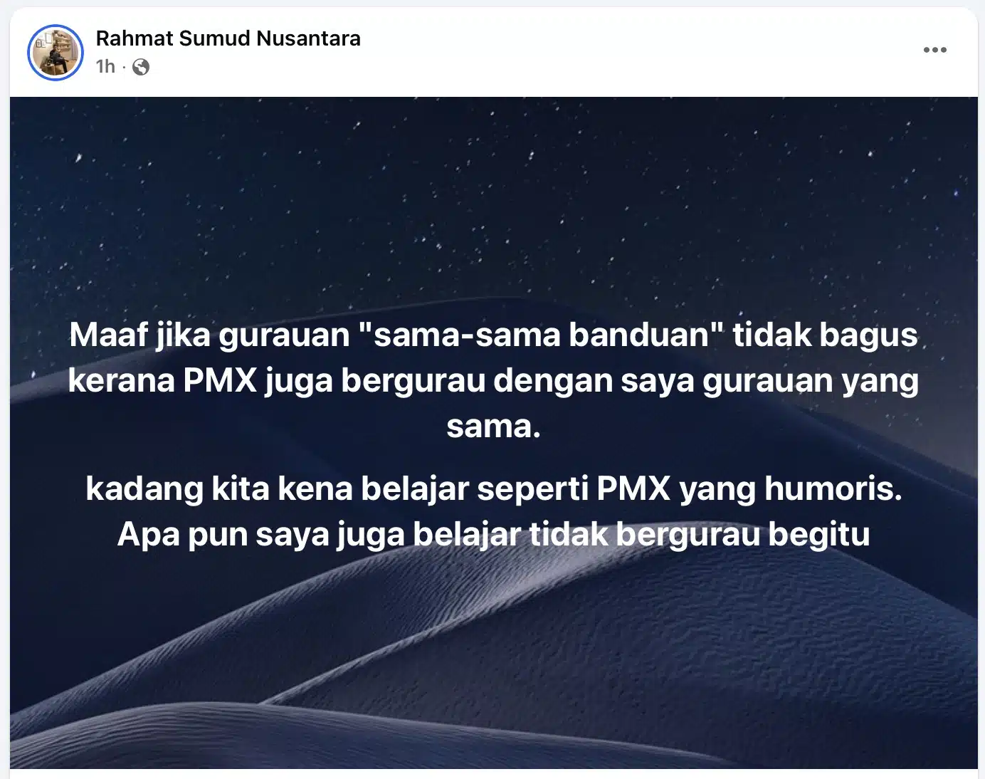 PU Rahmat mohon maaf gurau dengan PMX