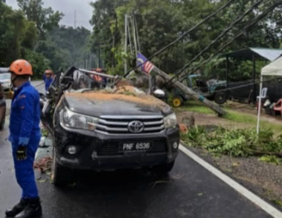 Hujan lebat, angin kuat punca pokok tumbang hempap 4x4 di Batang Kali