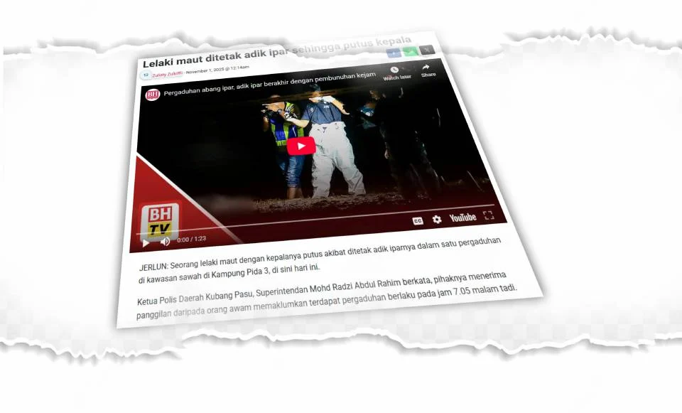 Suspek tetak kepala abang ipar hingga putus direman enam hari