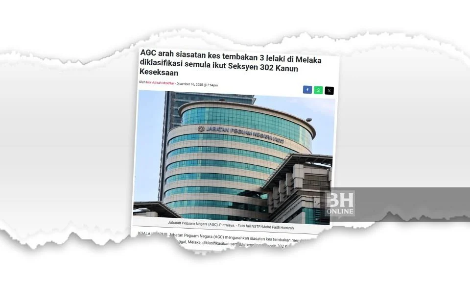 Kes tembak Durian Tunggal: AGC sokong syor PDRM