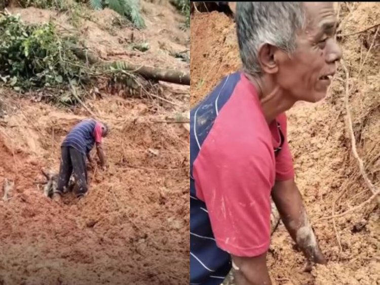 Bapa gali serpihan cari anak hilang dalam tanah runtuh