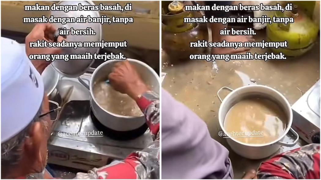 Masak nasi pakai air banjir