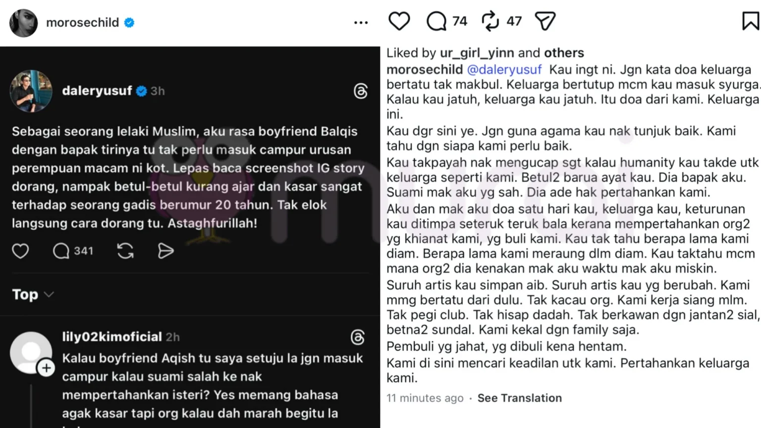 Puteri Balqis Balas Kenyataan Daler Yusuf Tegur Bapa Tiri & Tunang