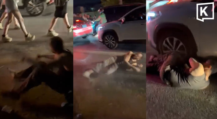 Nyaris kena gilis, lelaki berguling lintas jalan