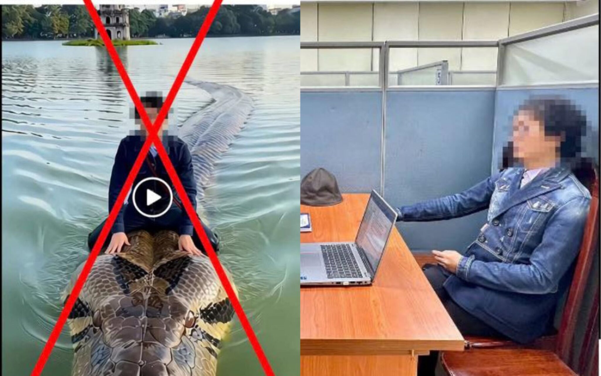 Didenda buat video AI duduk di atas ular gergasi