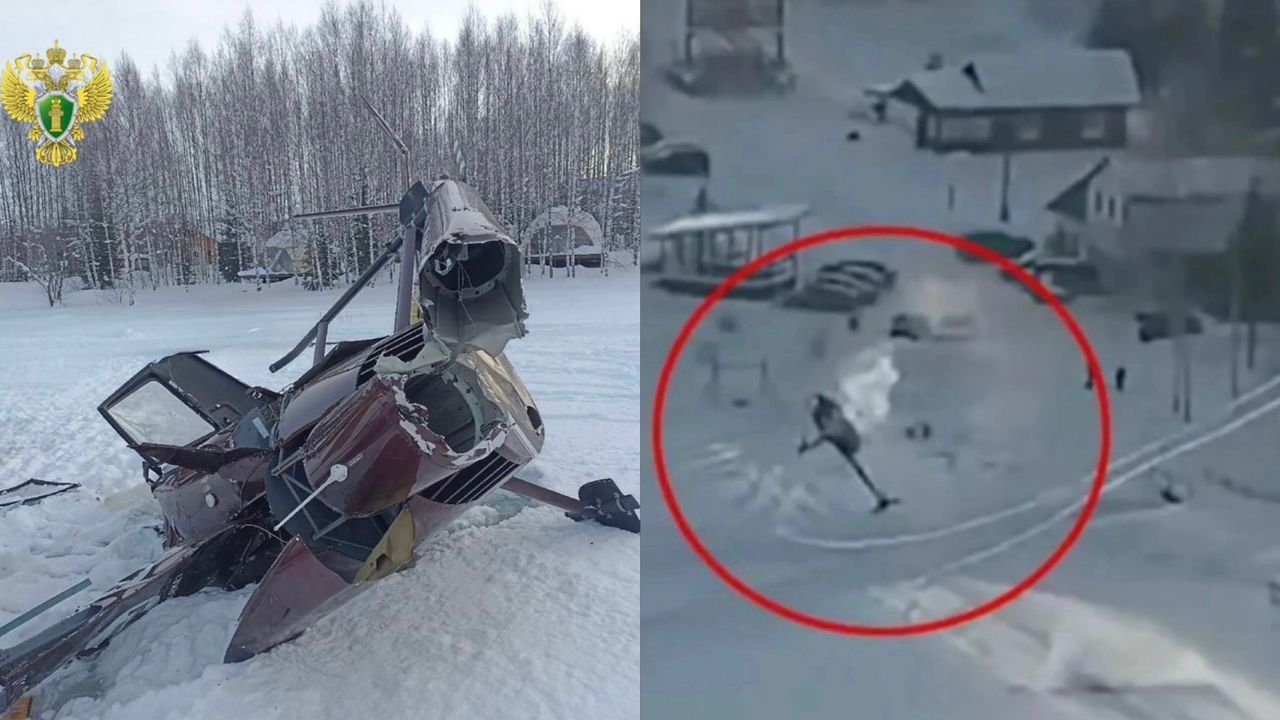 Helikopter tersangkut kabel ski