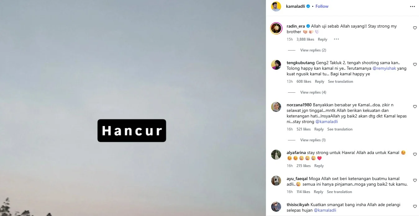 Kamal Adli Kongsi Kapsyen ‘Hancur’