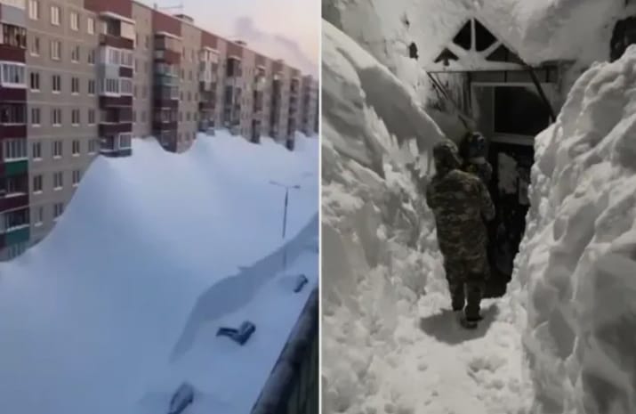 ‘Kiamat’ salji landa Russia, salji tebal lebih 5 meter timbus bangunan