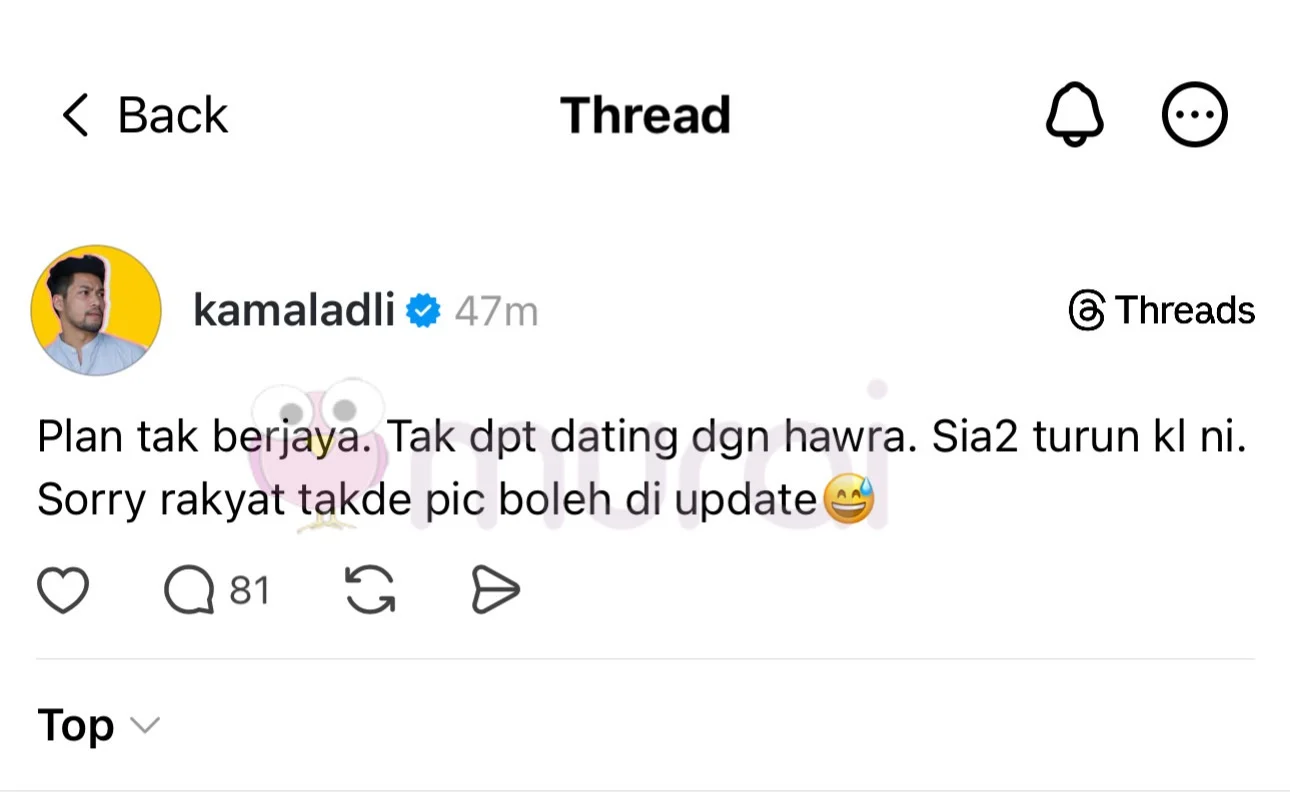 Kamal Adli Pilu Tak Dapat Jumpa Hawra