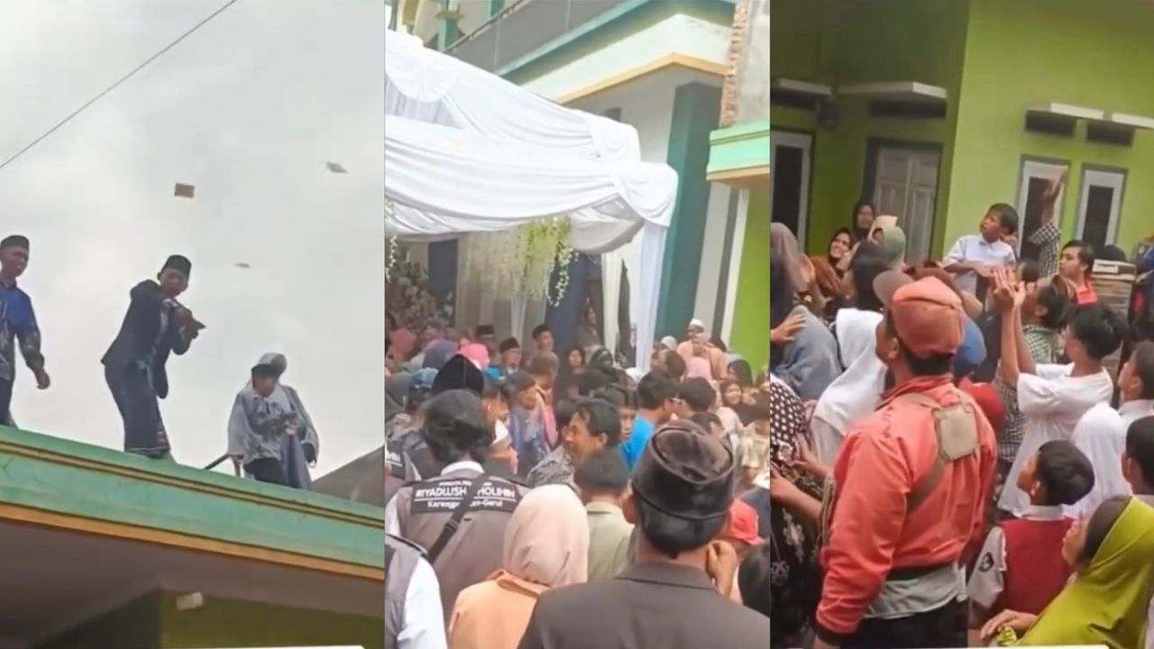 Tetamu majlis kahwin berebut kutip ‘hujan’ duit