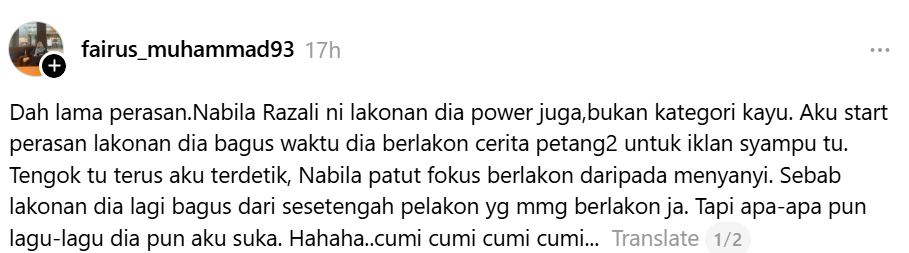 Nabila Razali Dipuji Berbakat Dalam Lakonan 