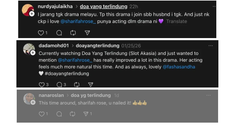 Lakonan Sharifah Rose Akhirnya Bersuara Sendiri