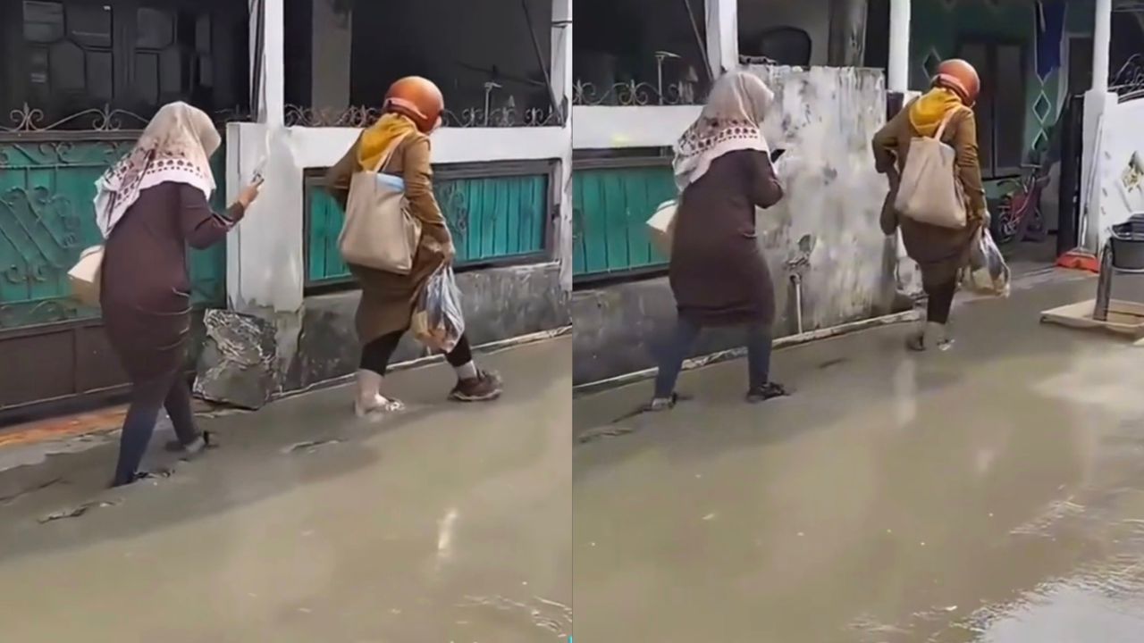 Wanita selamba pijak jalan baru diturap