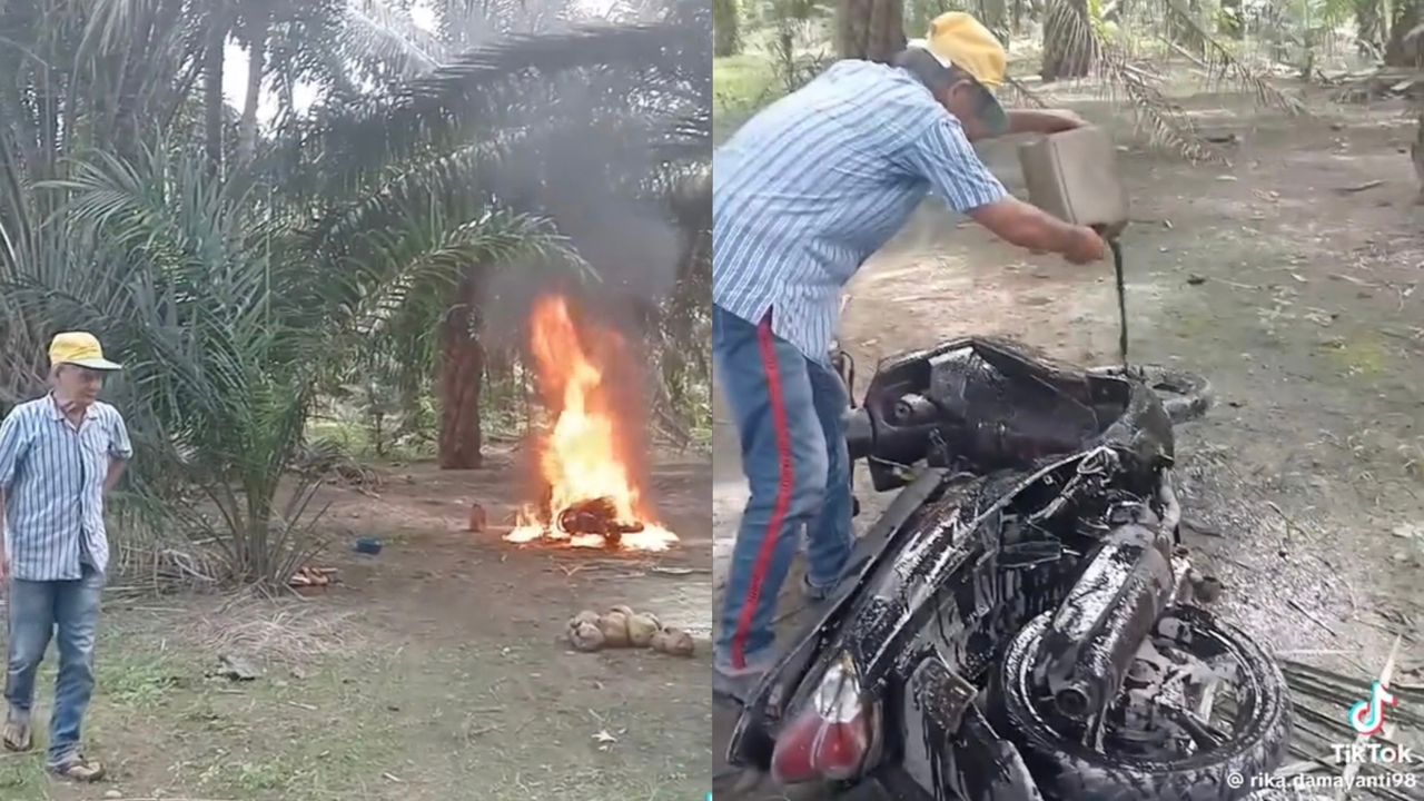 Lelaki bakar motosikal, tak tahan kerap ‘merajuk’