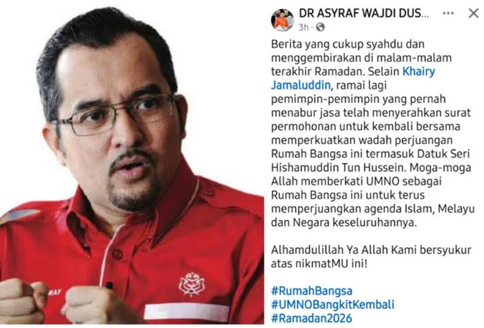 After KJ, Hishammuddin also applies to return to Umno, says Asyraf Wajdi