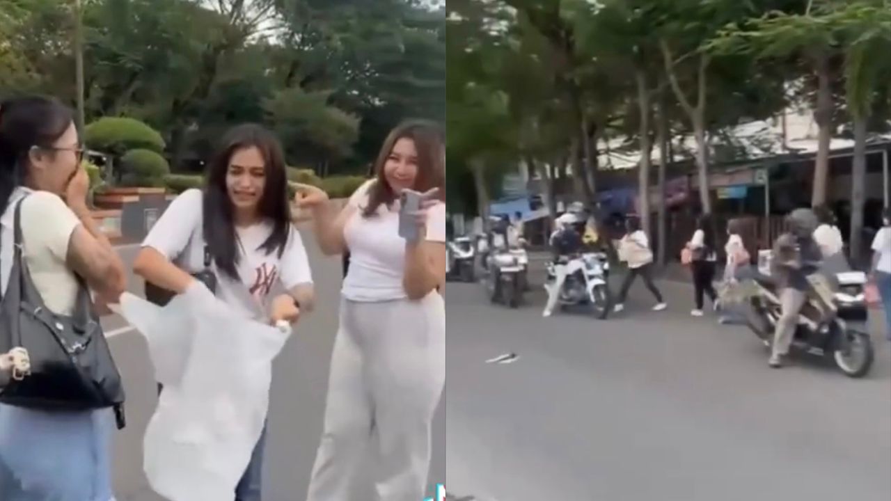 Puluhan wanita cantik agih makanan berbuka puasa