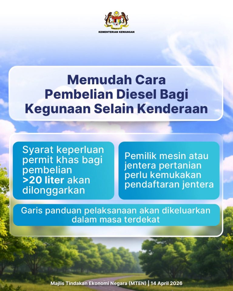 Kerajaan Umum Bantuan Tunai Tambahan RM75 Juta Bagi Pengguna Diesel
