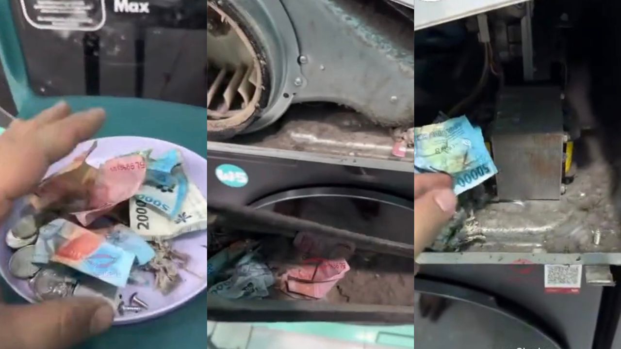 Lelaki jumpa duit dalam mesin pengering baju