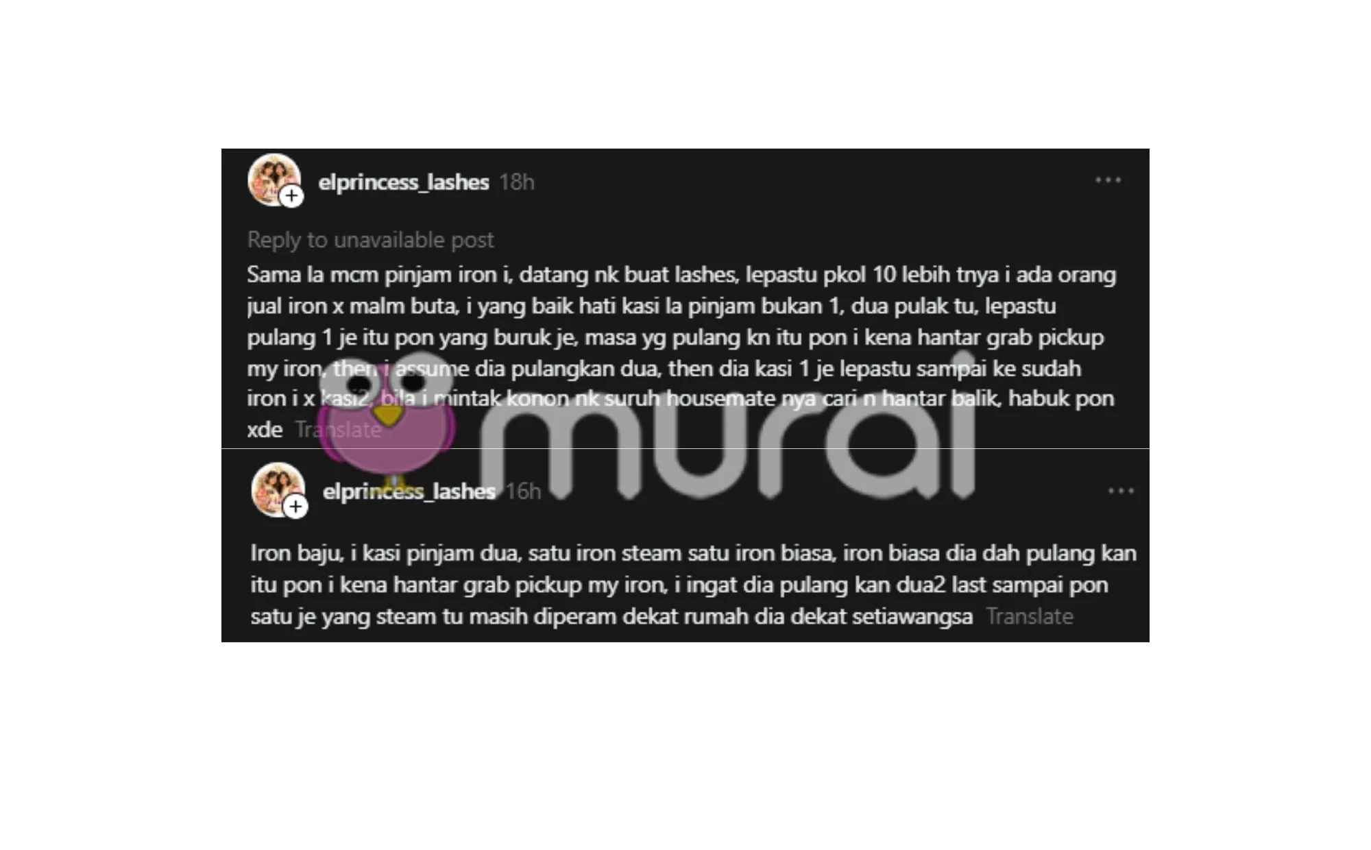  Muncul Individu Dedah Sarah Yasmine Tak Pulangkan Seterika